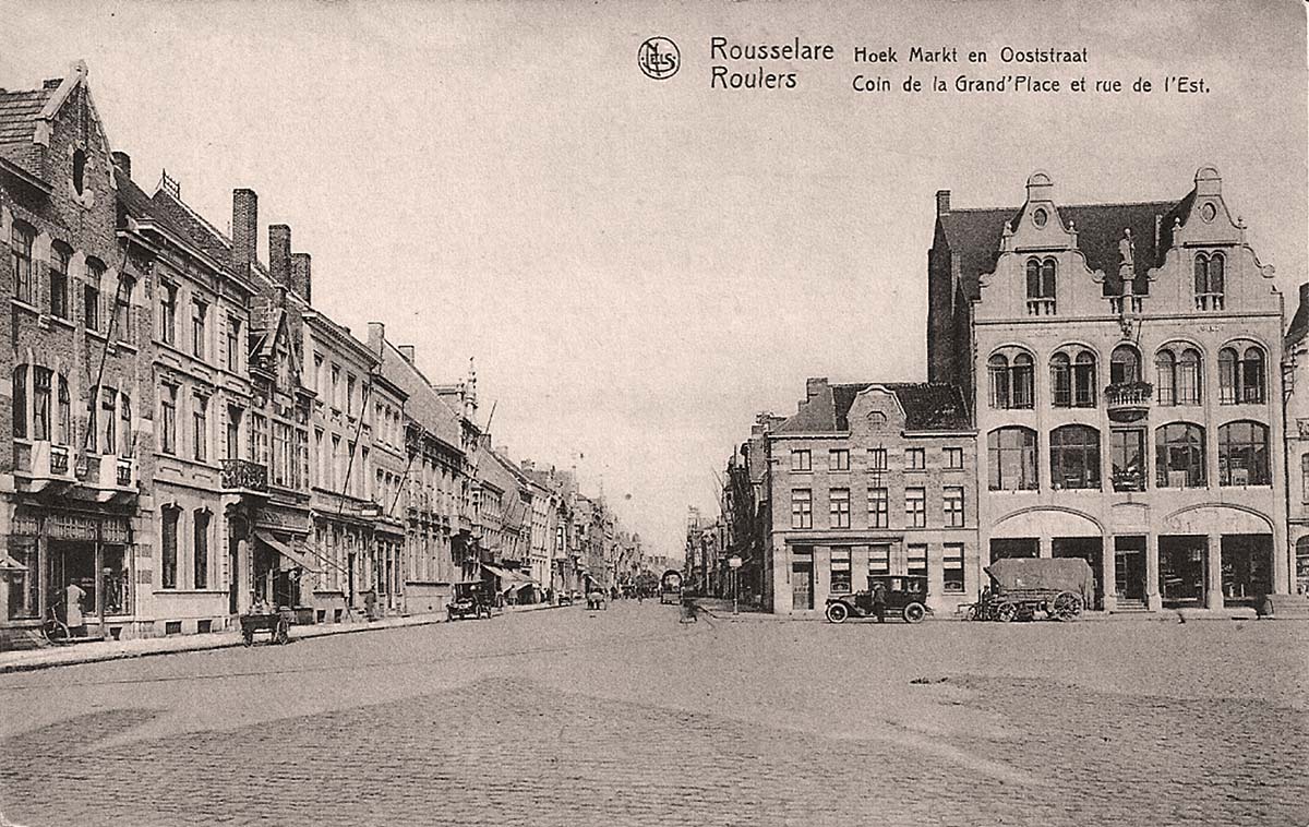 Roulers (Roeselare). Corner of Market Place and East Street
