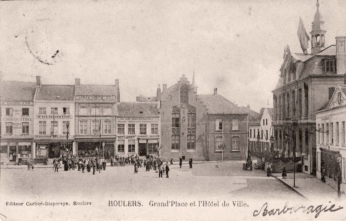 Roulers (Roeselare). Main Market Square and Town Hall, 1913