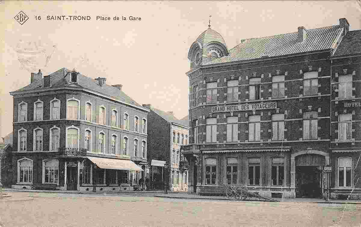 Saint-Trond. Station Square, Grand Hotel 'Voyageurs', Café and Restaurant