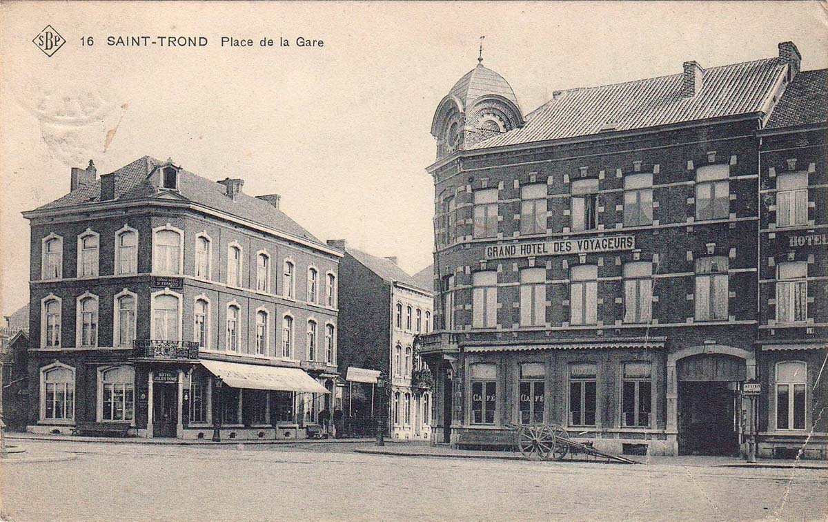 Saint-Trond (Sint-Truiden). Station Square, Grand Hotel 'Voyageurs', Café and Restaurant