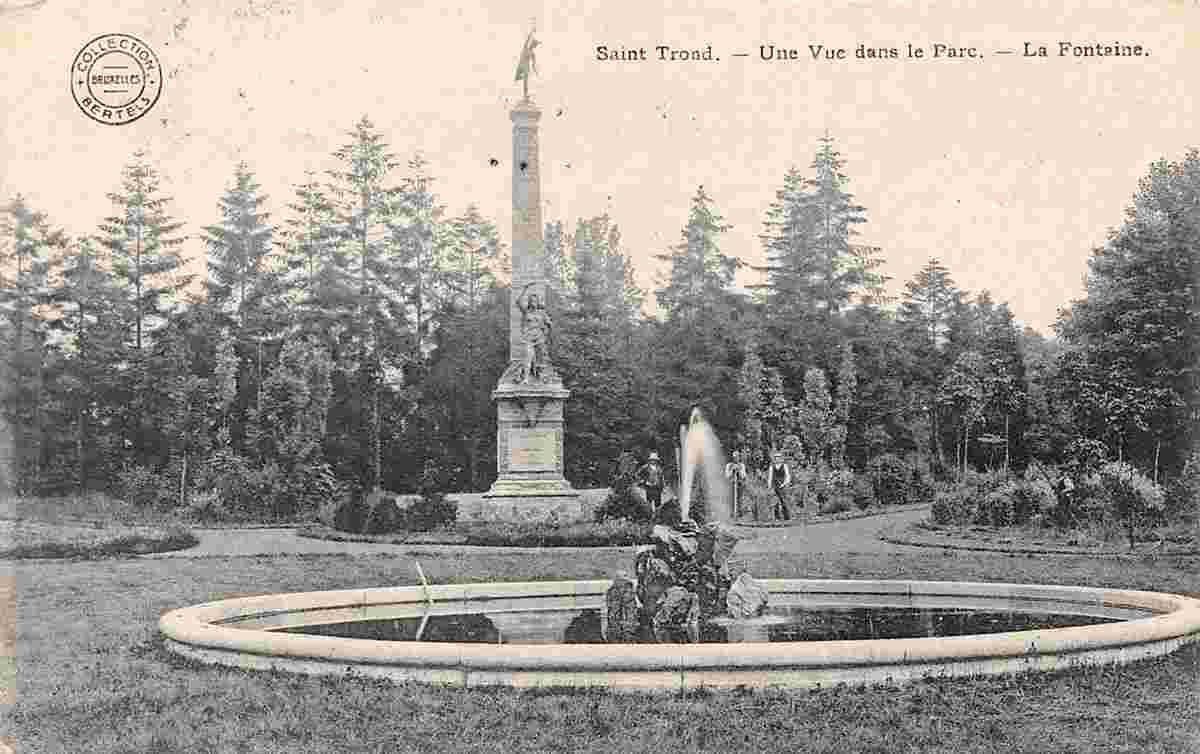 Saint-Trond. View on Fountain in the Park, 1913