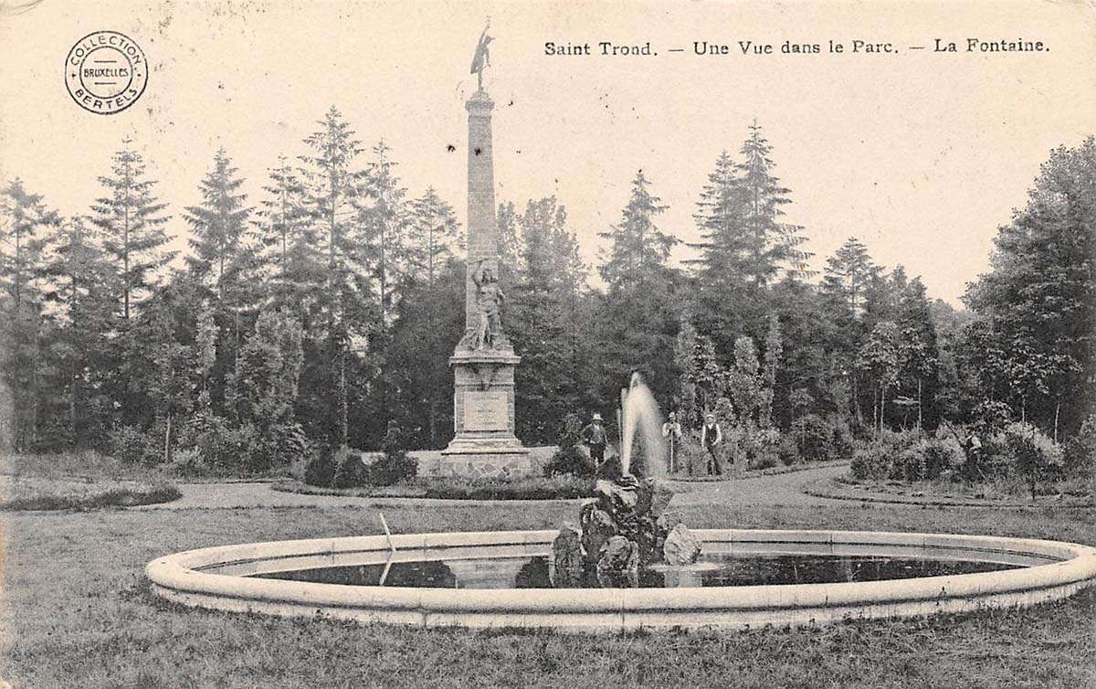 Saint-Trond (Sint-Truiden). View on Fountain in the Park, 1913