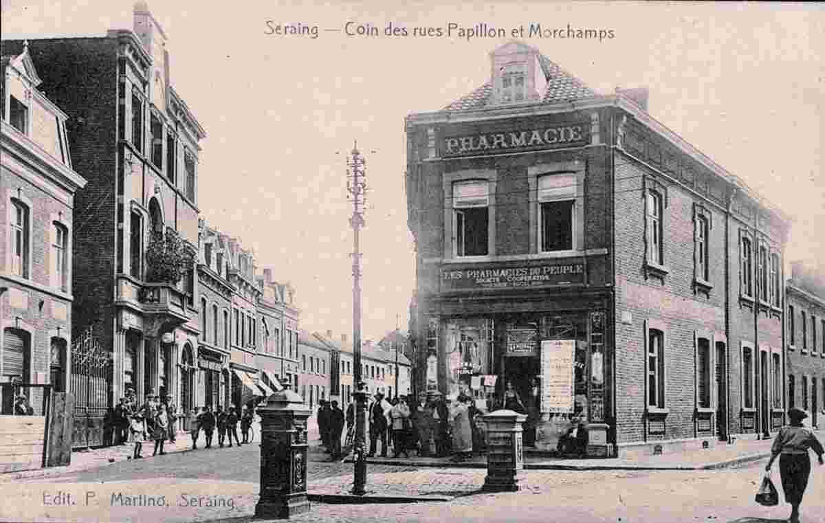 Seraing. Corner of Papillon and Morchamps streets, pharmacy