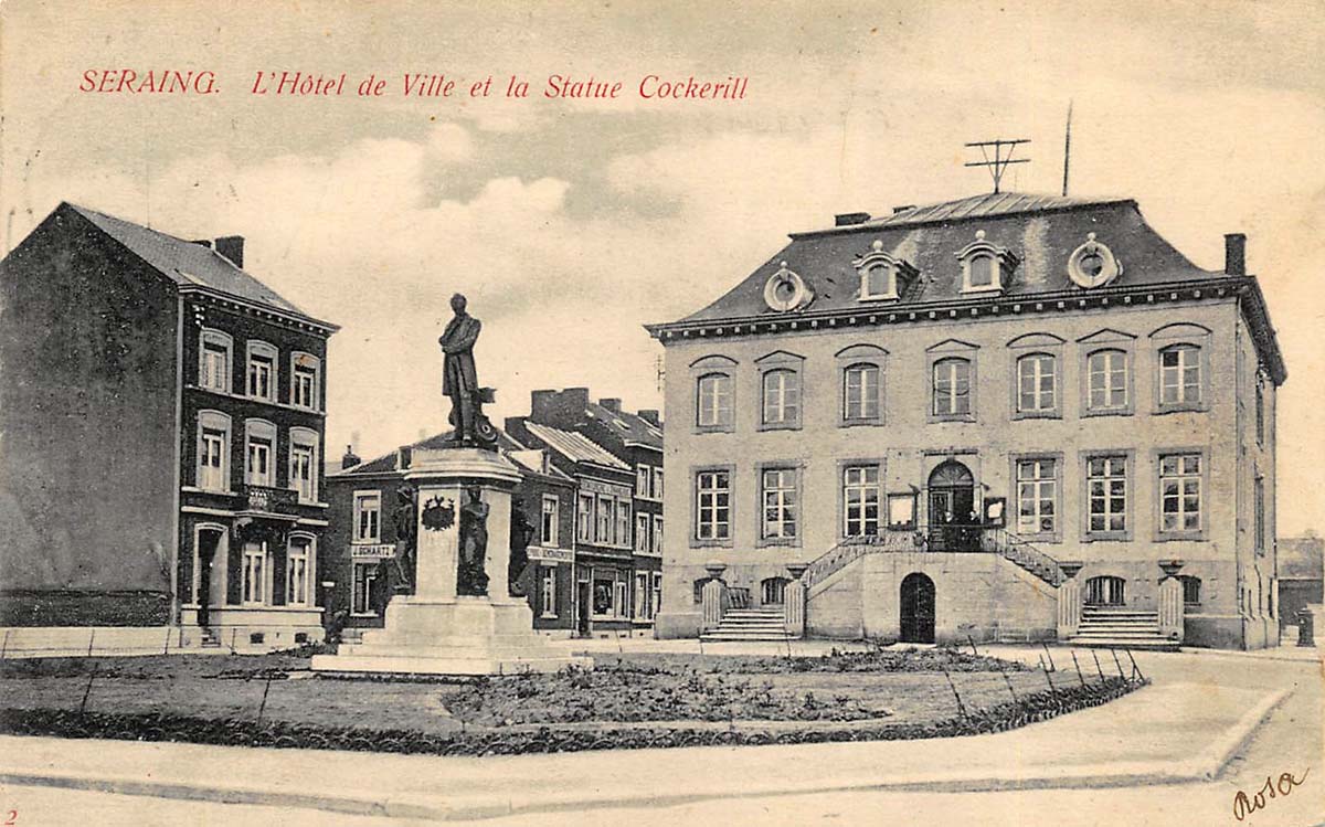 Seraing. Town Hall and John Cockerill Monument, 1911