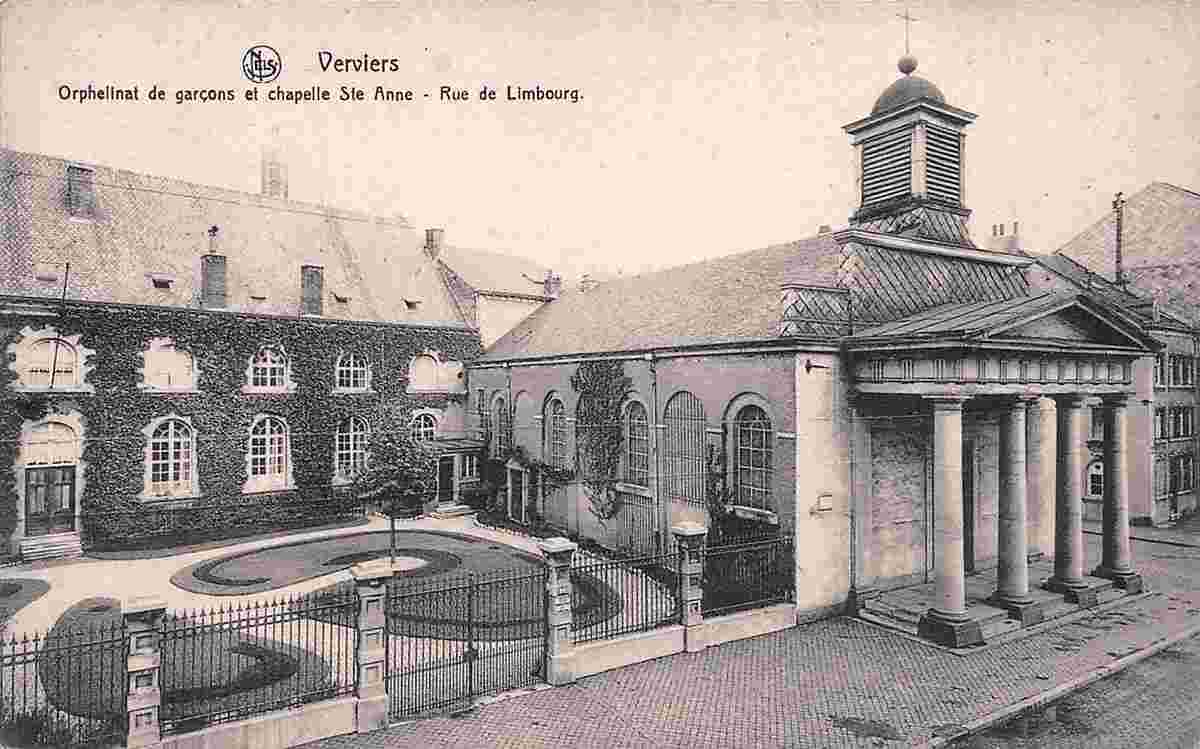 Verviers. Limbourg street, Boys Orphanage and Saint Anne Chapel