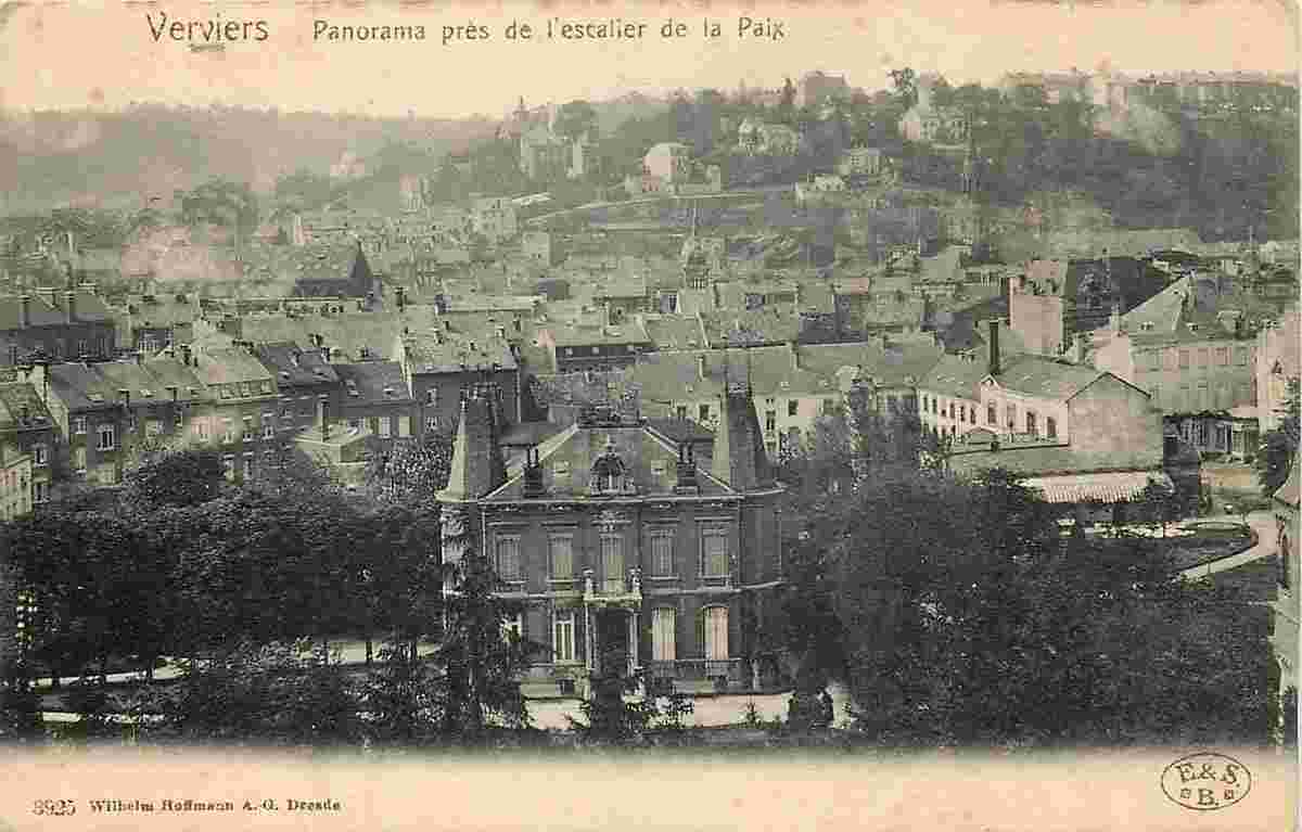 Verviers. Panorama of the city near the staircase of Peace
