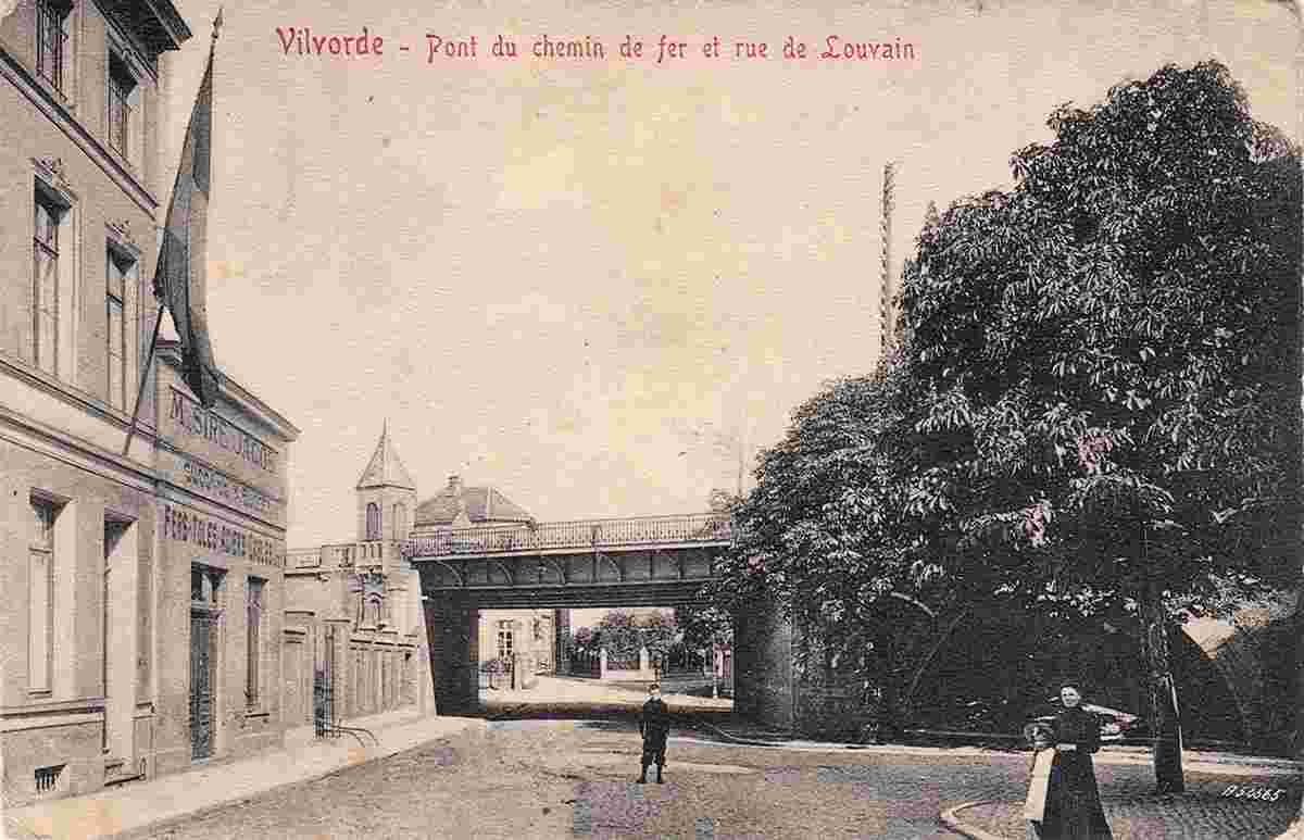 Vilvoorde. Railway bridge and Louvain street, 1911