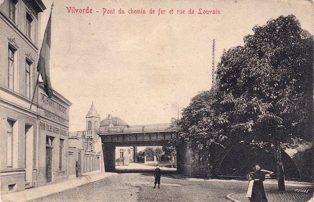 Vilvorde (Vilvoorde). Railway bridge and Louvain street, 1911