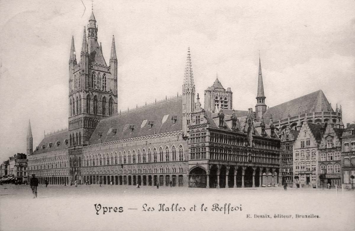 Ypres (Ieper). Cloth Halls (Chambers) and the Belfry