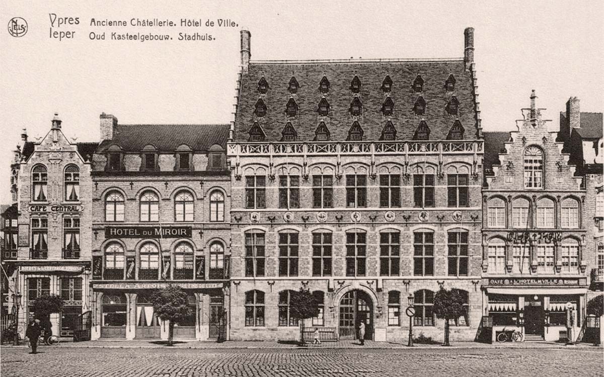 Ypres (Ieper). View of the old chatellenie, Town Hall, 1951