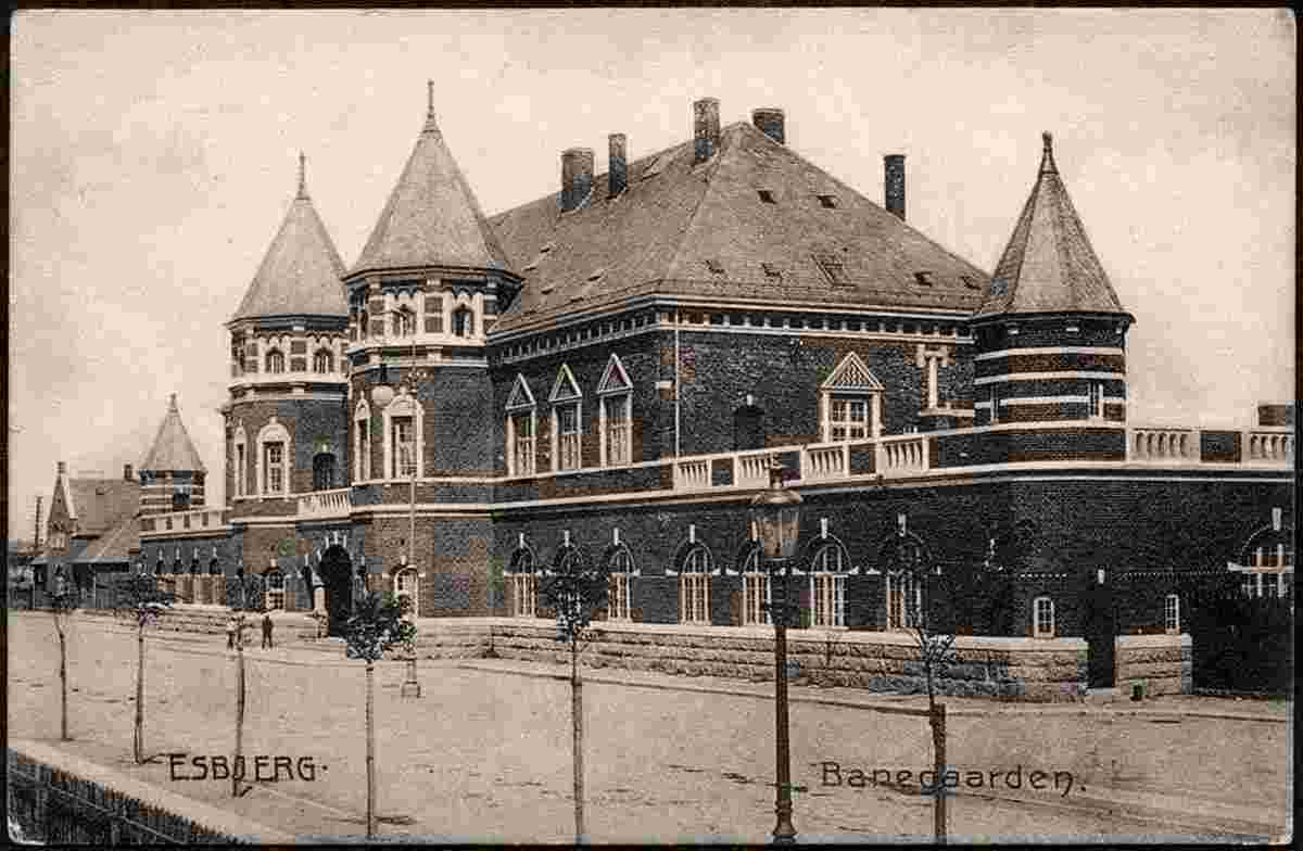 Esbjerg. Banegarden - Railway station, 1908