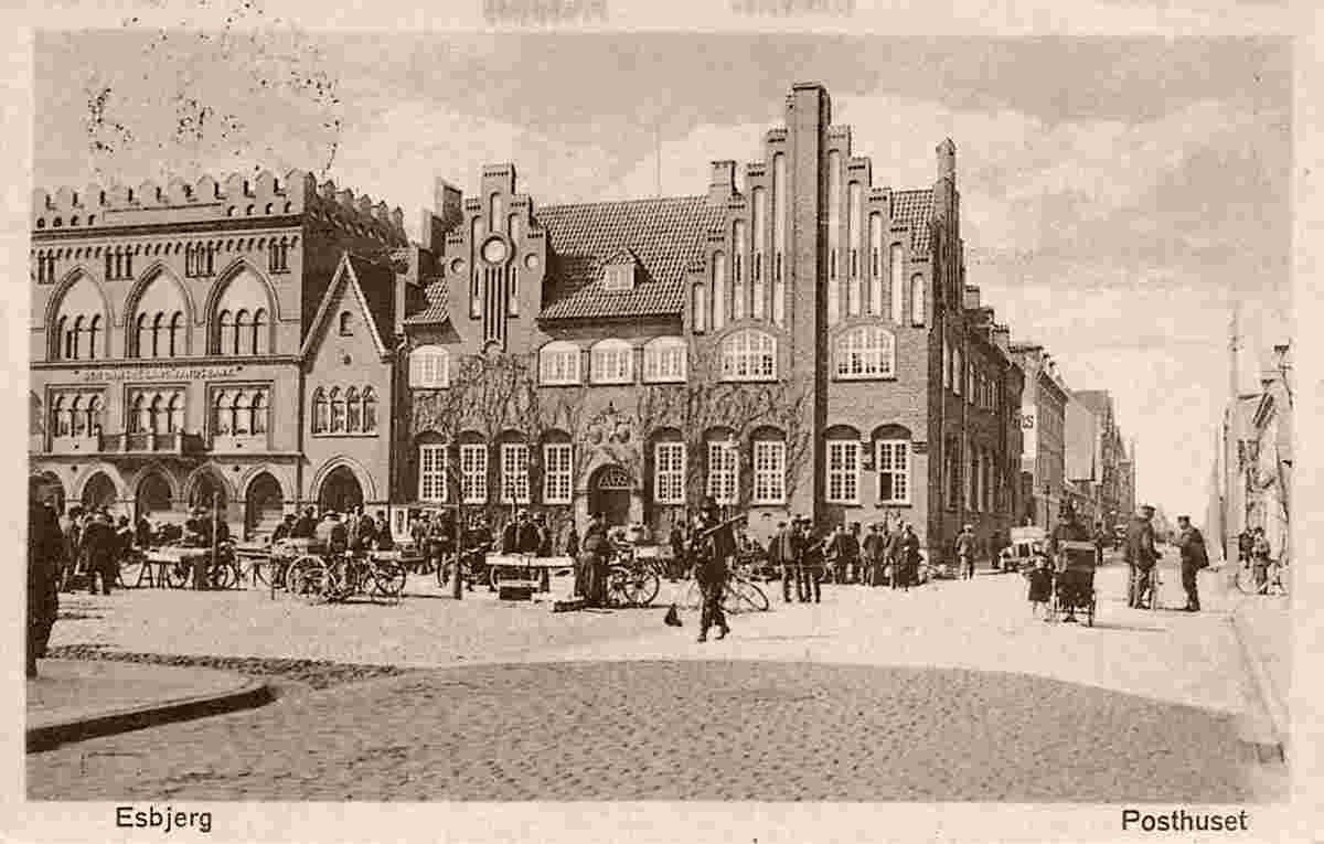 Esbjerg. Danish Land bank and Post office, Market square, 1928