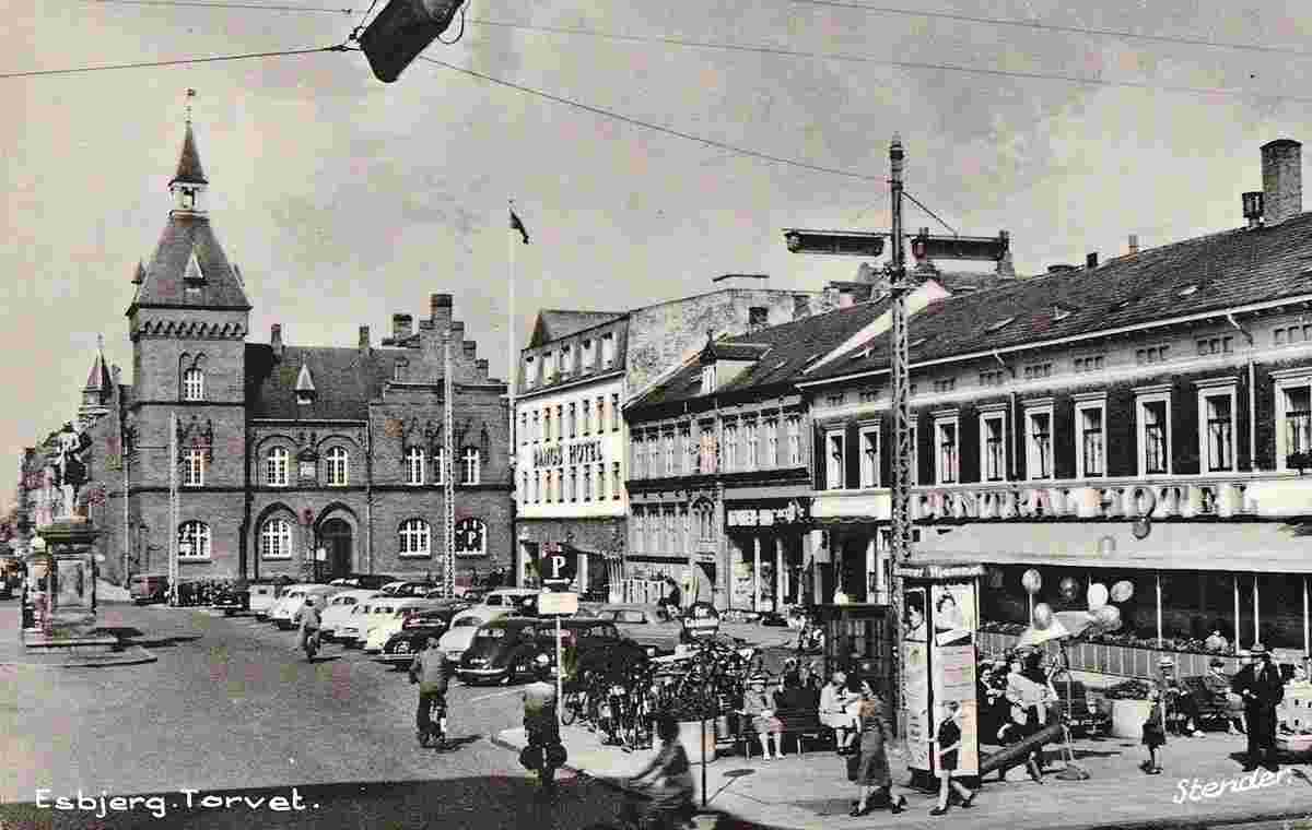 Esbjerg. Square, Central Hotel and Bang's Hotel