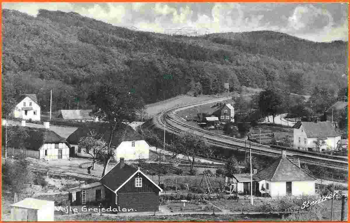 Vejle. View to Grejsdalen and Railway, 1959