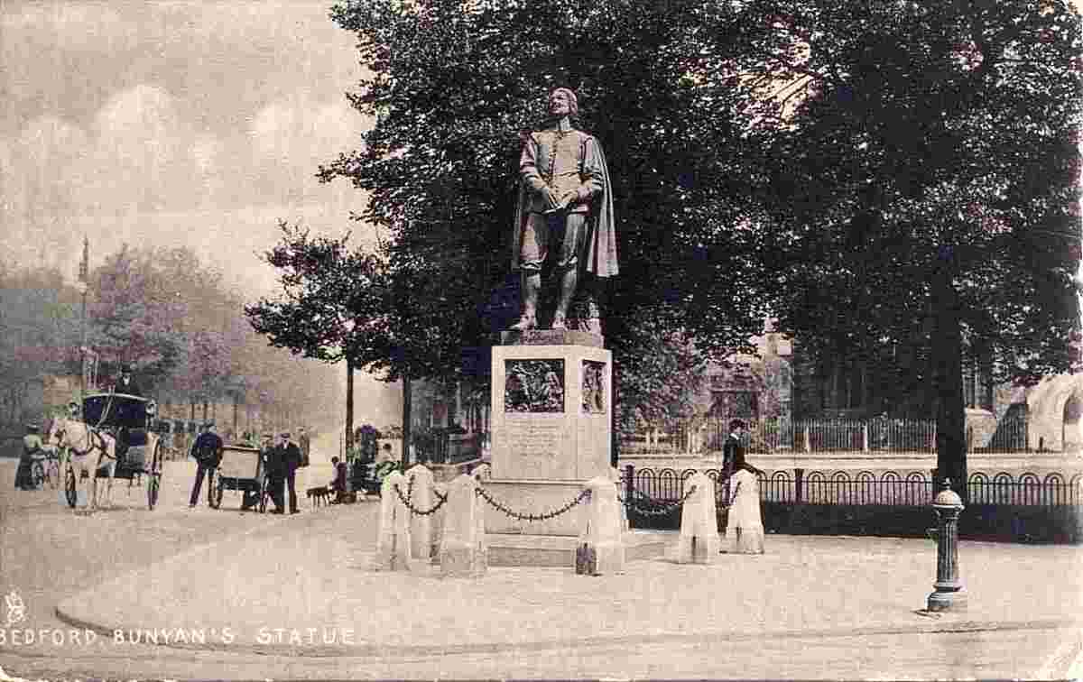 Bedford. Bunyan's Statue on corner De Parys Avenue and St Peter Street, 1905