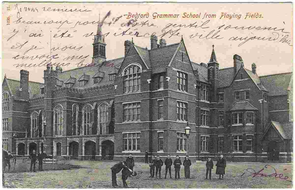 Bedford. Grammar School from Playing Fields, 1922