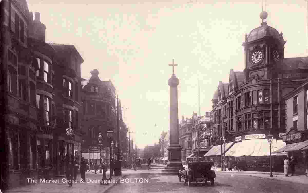Bolton. Market Cross and Deansgate, 1910s