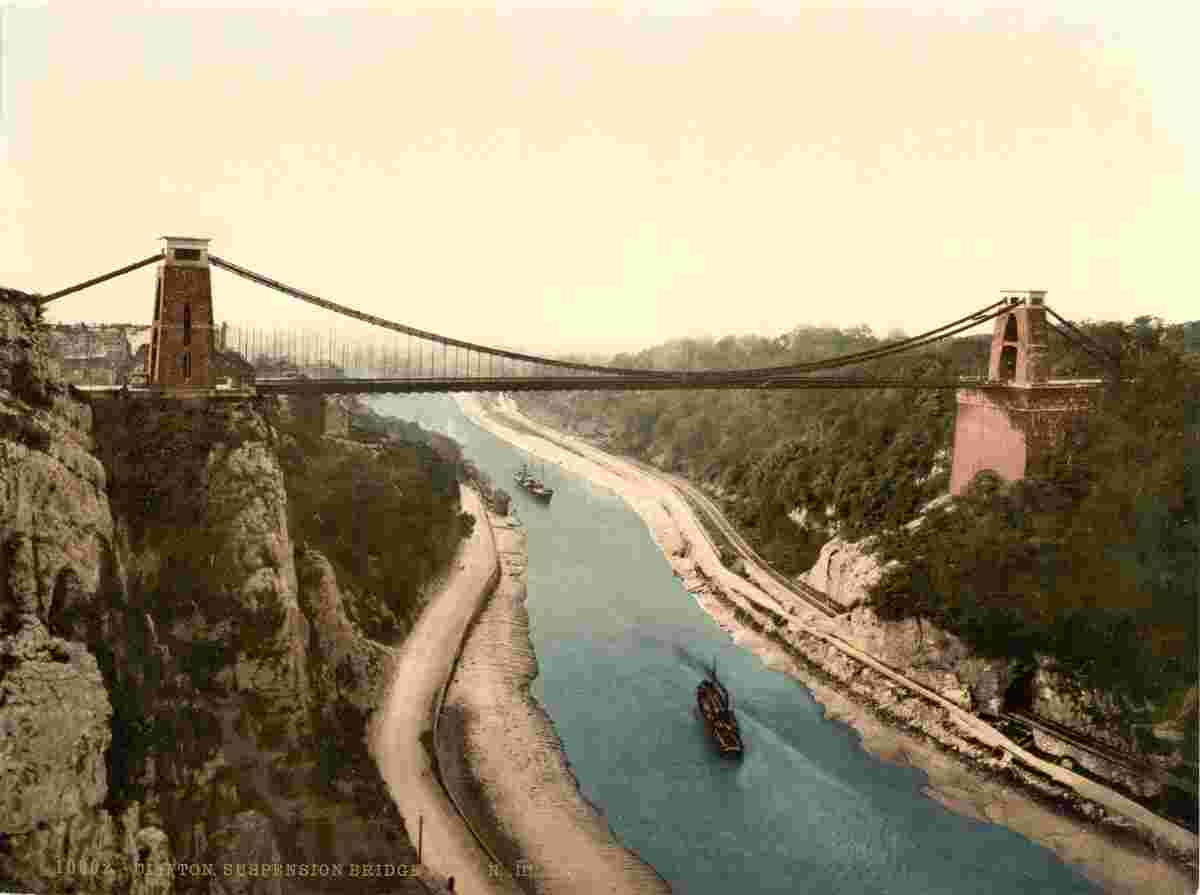 Bristol. Clifton suspension bridge from the north cliffs, circa 1890