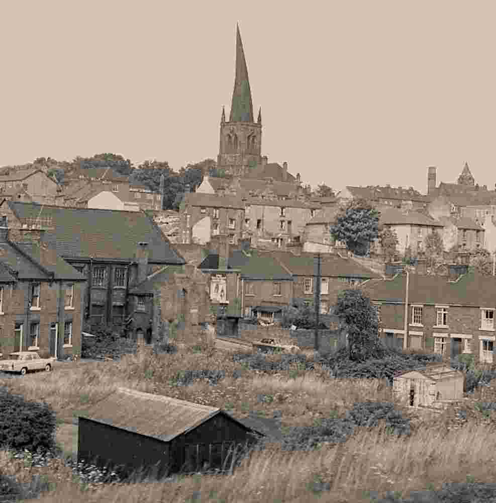Chesterfield. Panorama of the city and Crooked Spire