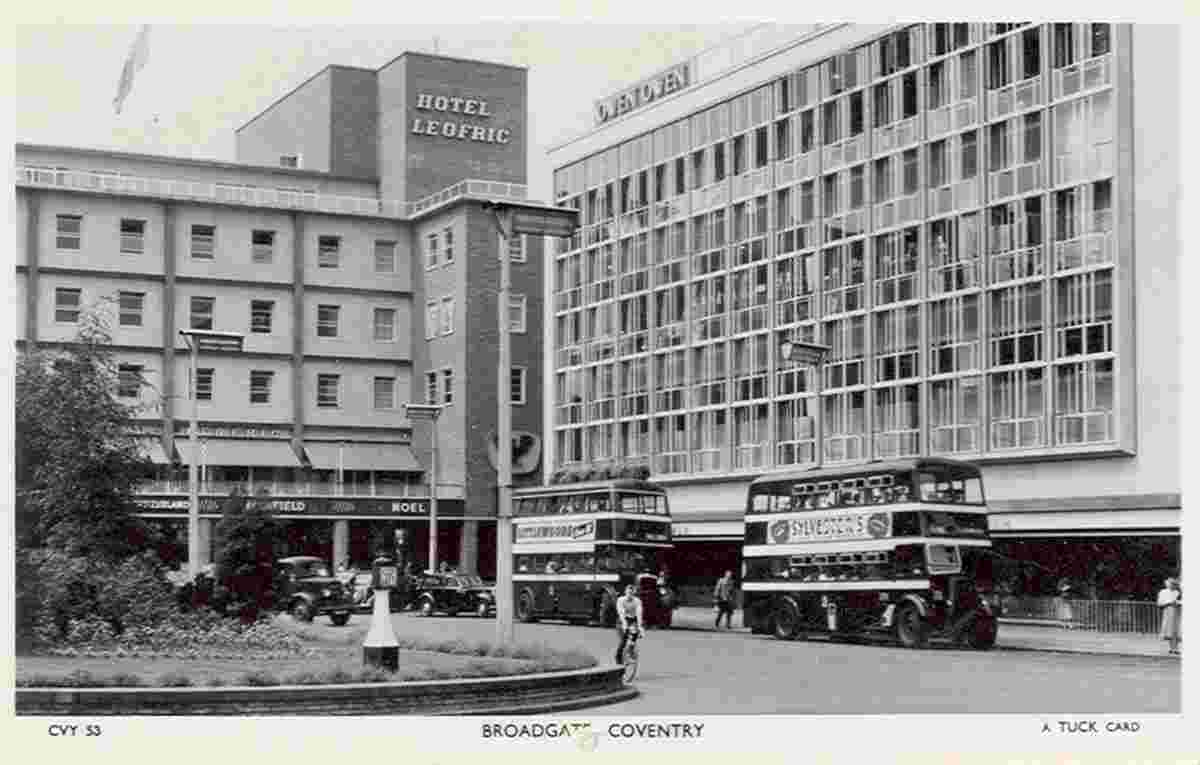 Coventry. Broadgate - Hotel Leofric and department store Owen Owen