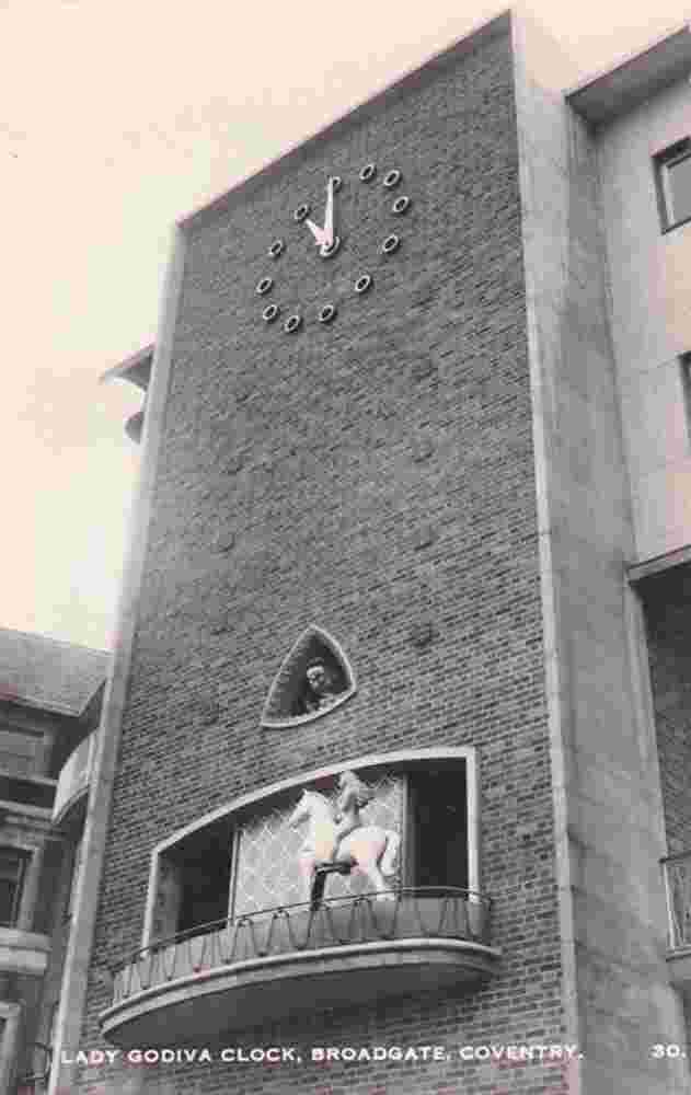 Coventry. Broadgate - House with Lady Godiva Clock, 1940s
