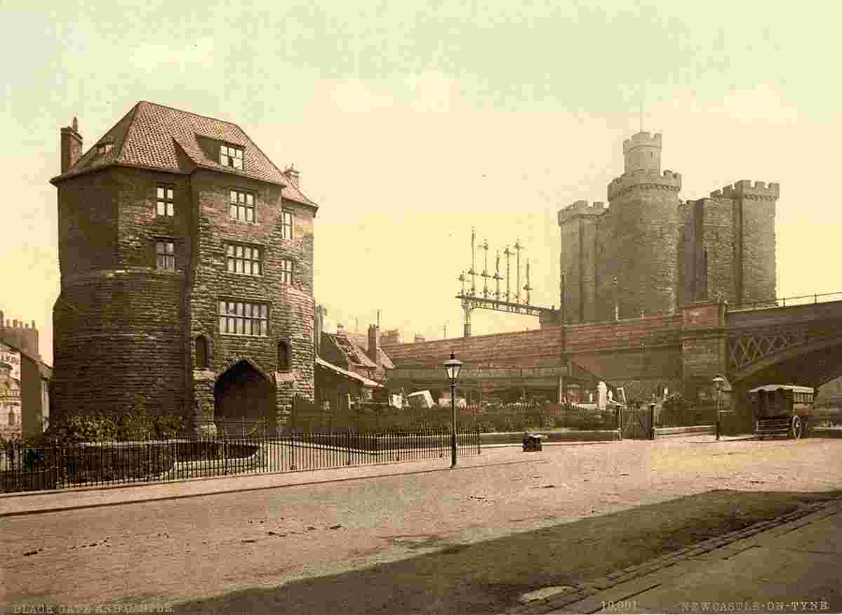Newcastle upon Tyne. Black Gate and Castle, circa 1890