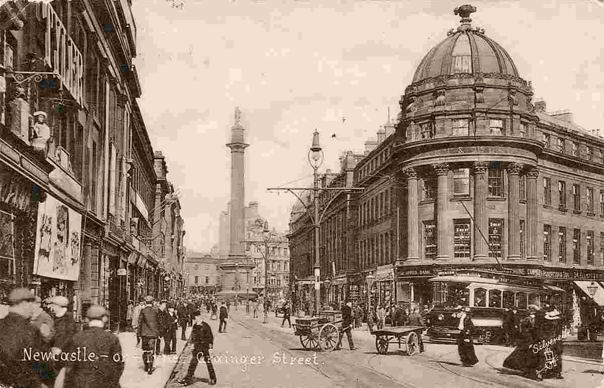 Newcastle upon Tyne. Grainger Street and Grey's Monument, 1905