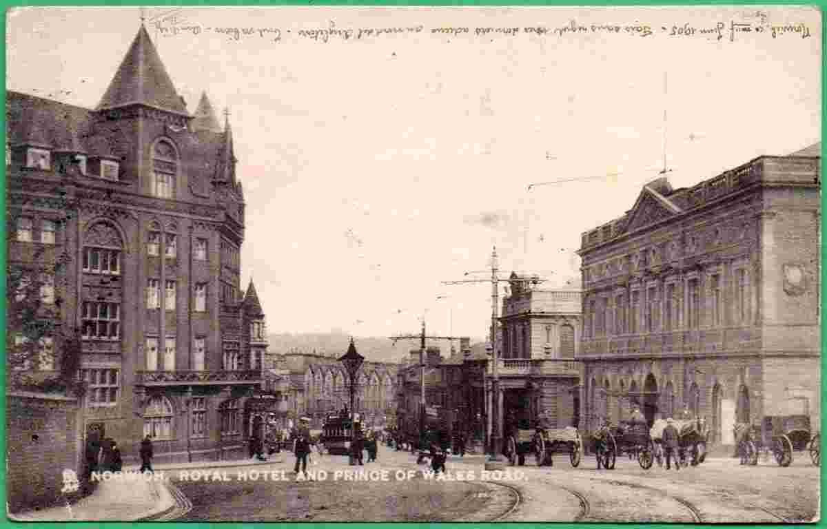 Norwich. Royal Hotel and Prince of Wales Road, 1905