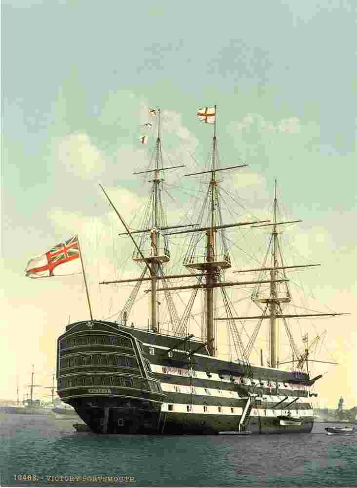 Portsmouth. H.M.S. 'Victory' (Nelson's Flagship), stern, between 1890 and 1900