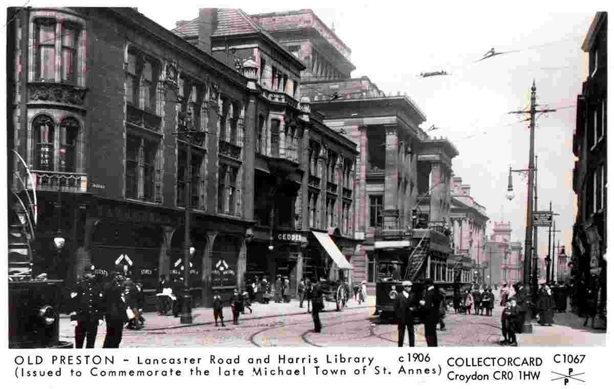 Preston. Lancaster Road and Harris Library, 1906