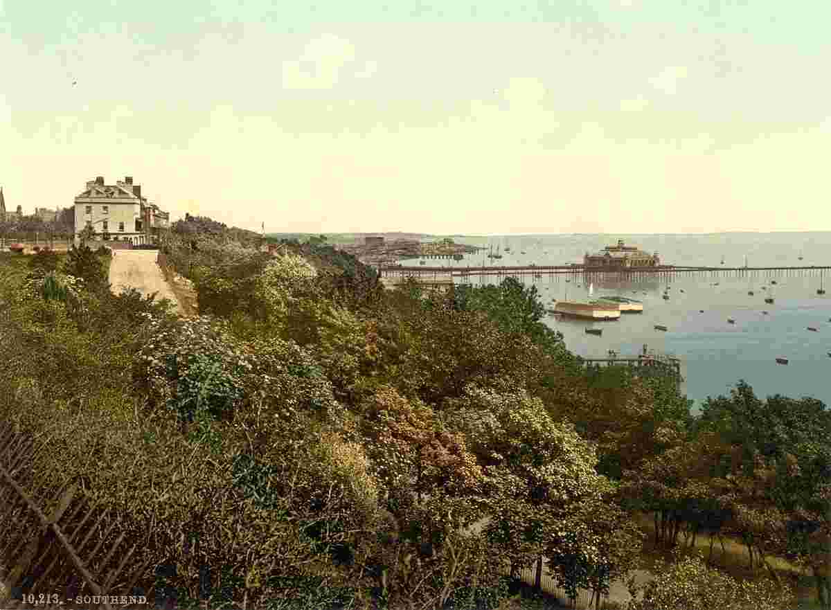 Southend-on-Sea. Panorama of town and pier, 1890