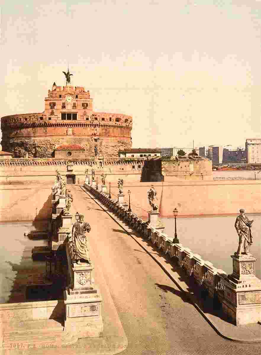 Rome. Castle and bridge of St. Angelo, circa 1890