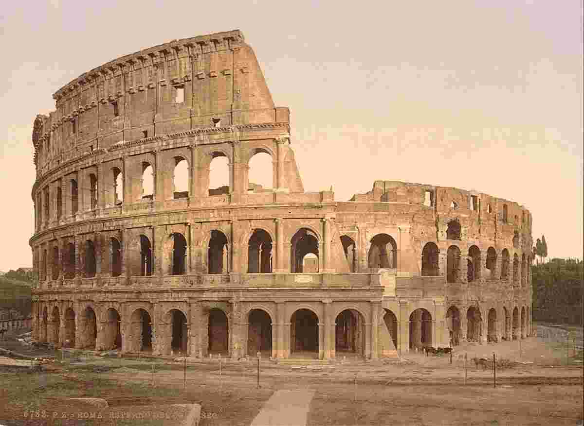 Rome. Exterior of the Coliseum, circa 1890