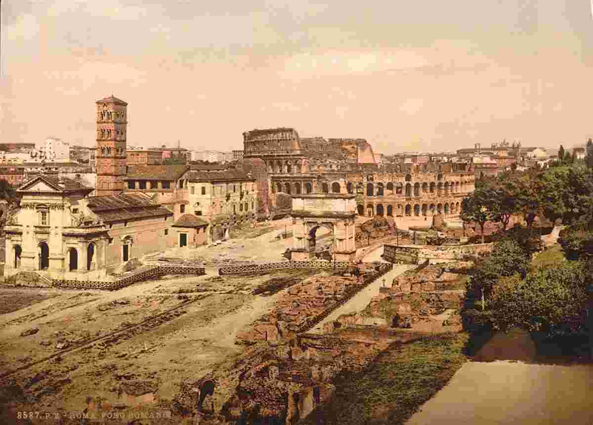 Rome. Forum Romanum from the Palatine, circa 1890