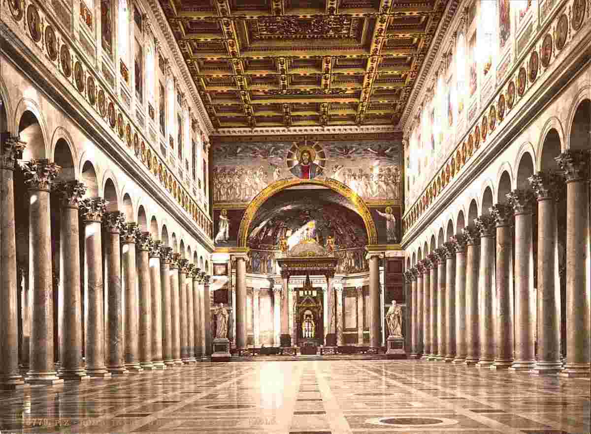 Rome. Interior of St. Paul's, circa 1890