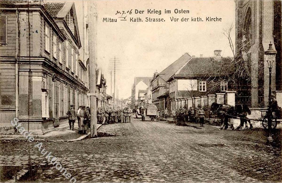 Jelgava. War in the east - Catholic street, 1916