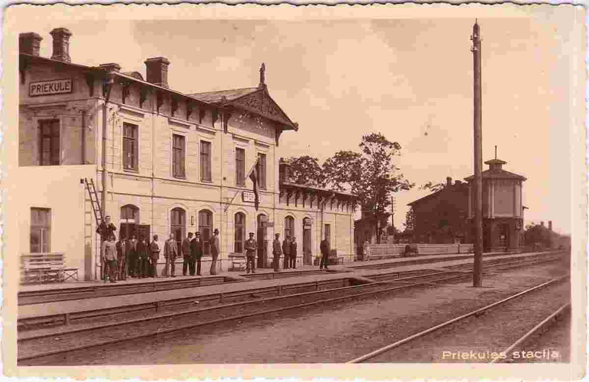 Priekule. Railway Station, platform, 1934