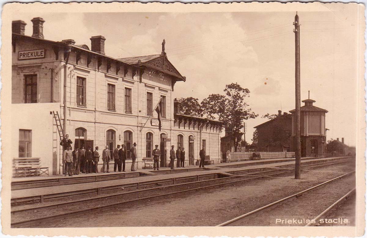 Priekule. Railway Station, platform, 1934