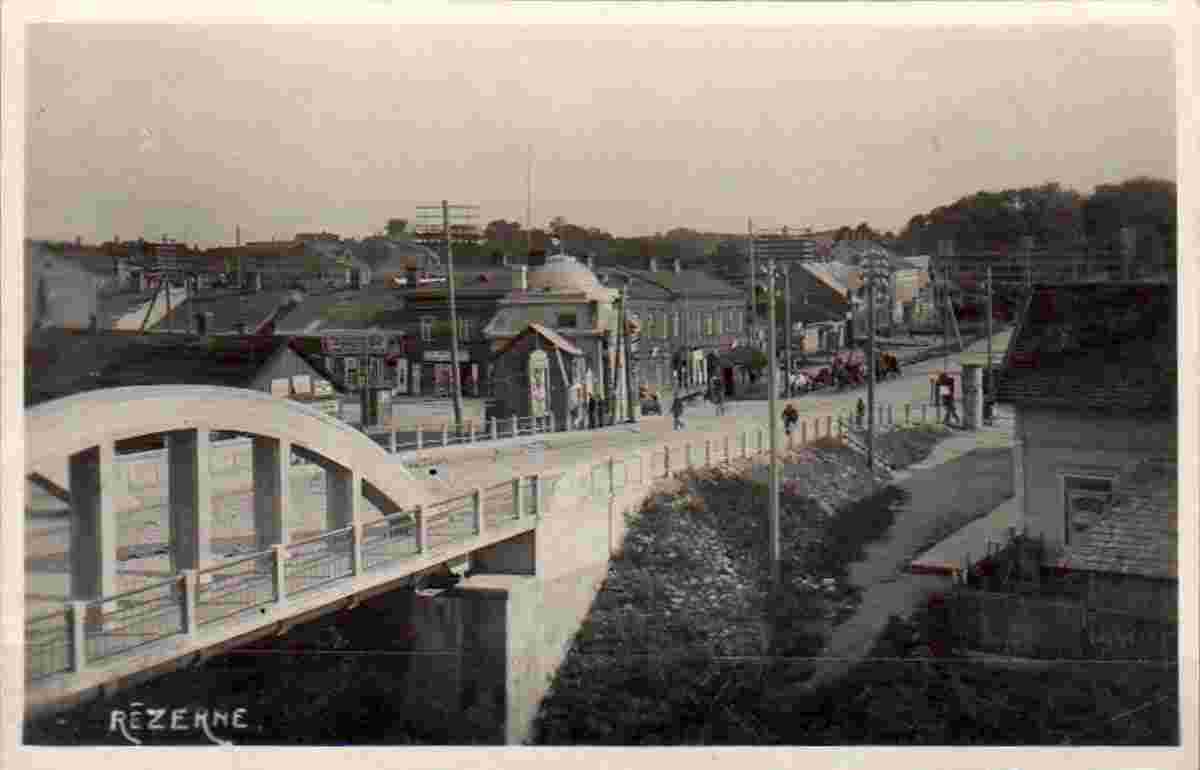 Rezekne. Panorama of city and bridge, circa 1920