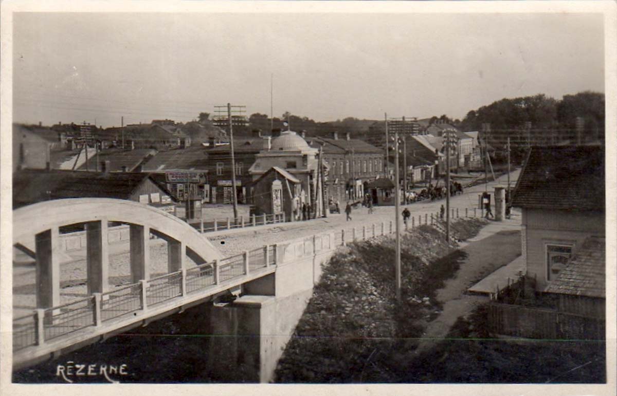 Rezekne. Panorama of city and bridge, circa 1920