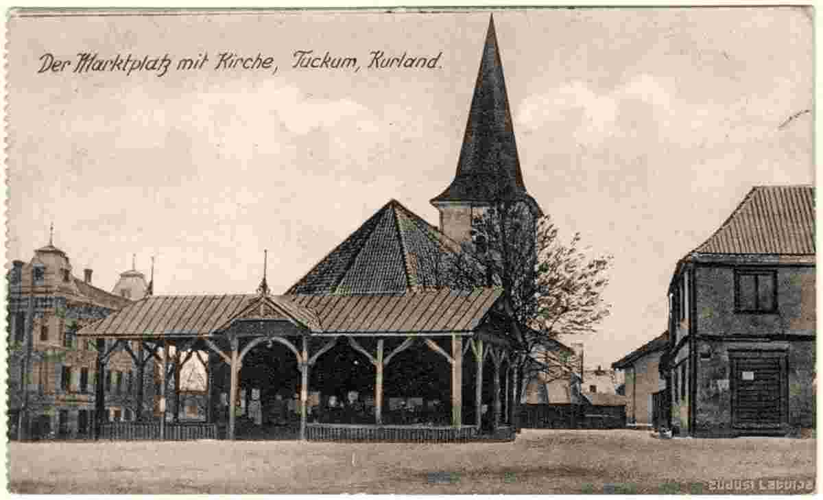 Tukums. Marketplace and Church, 1910s