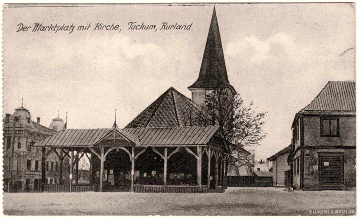 Tukums. Marketplace and Church, 1910s