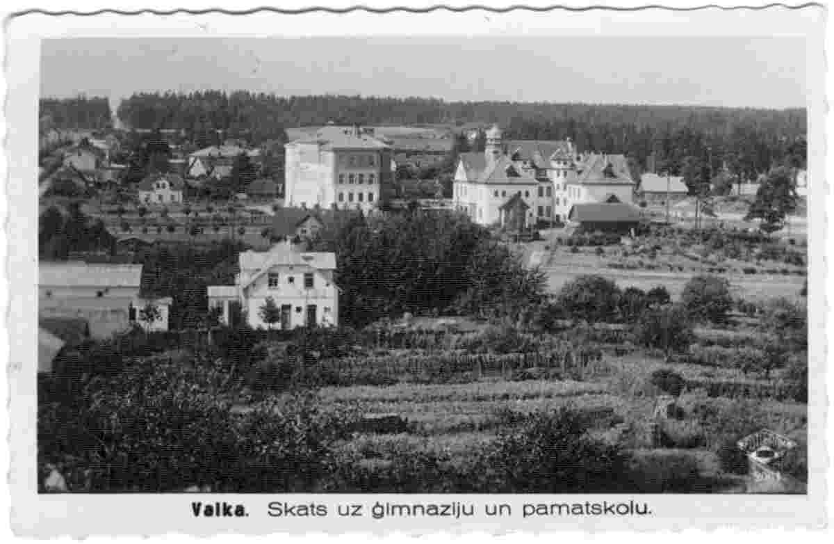 Valka. View of the gymnasium and elementary school