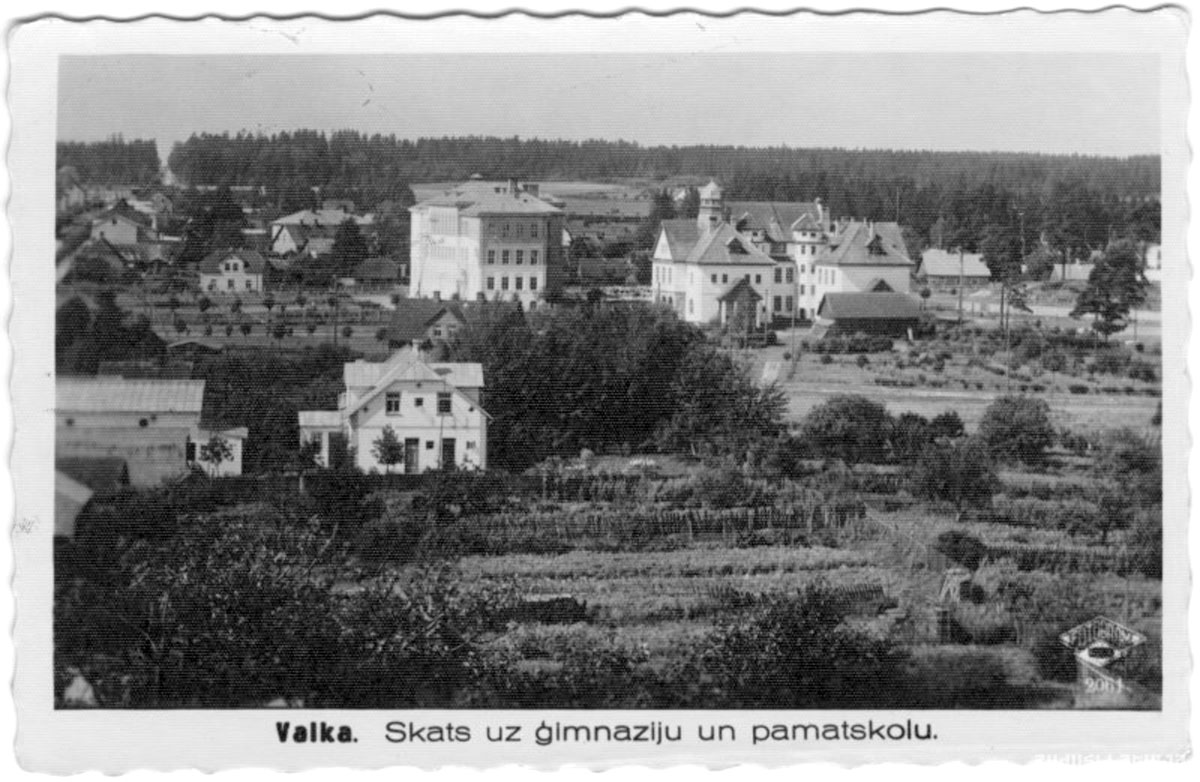 Valka. View of the gymnasium and elementary school