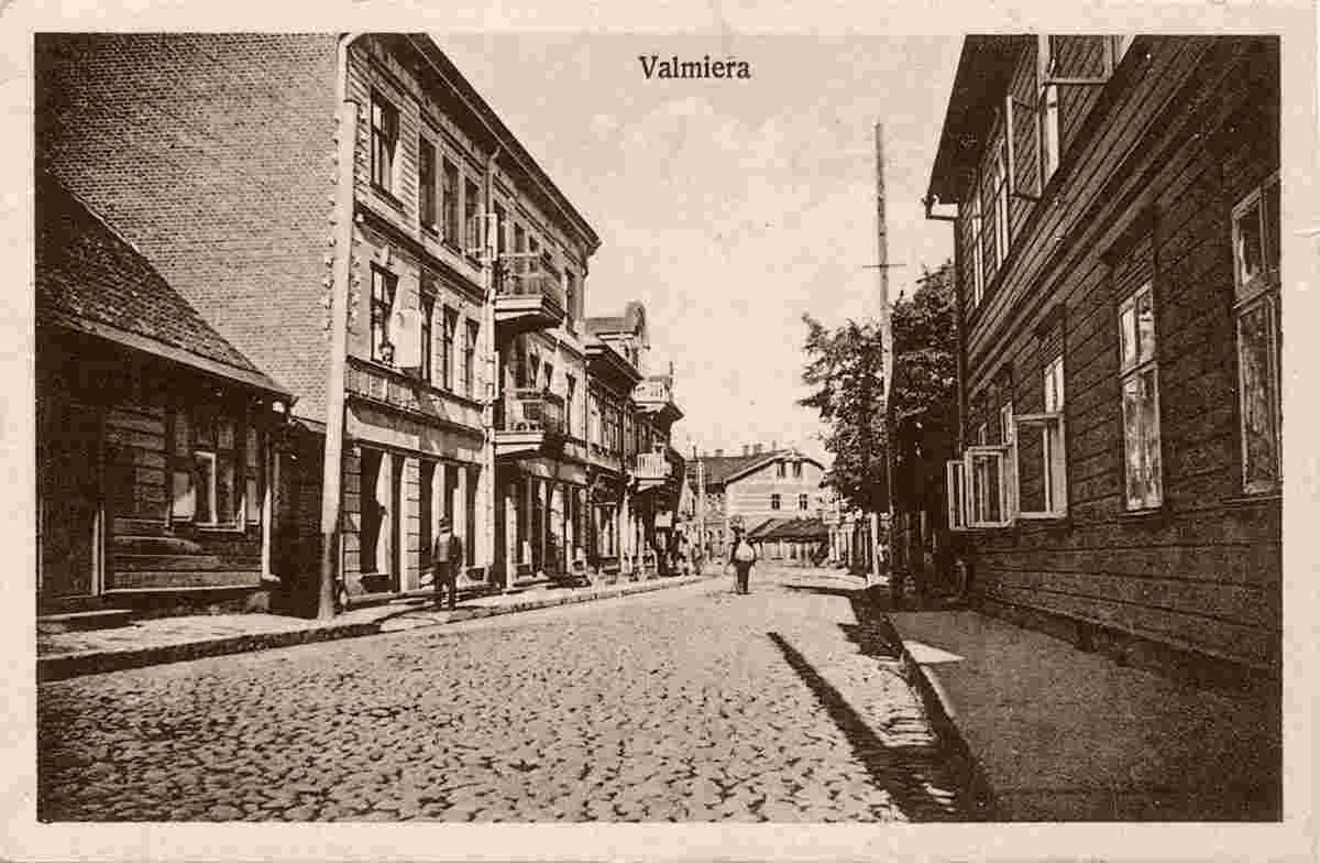 Valmiera. Panorama of city street