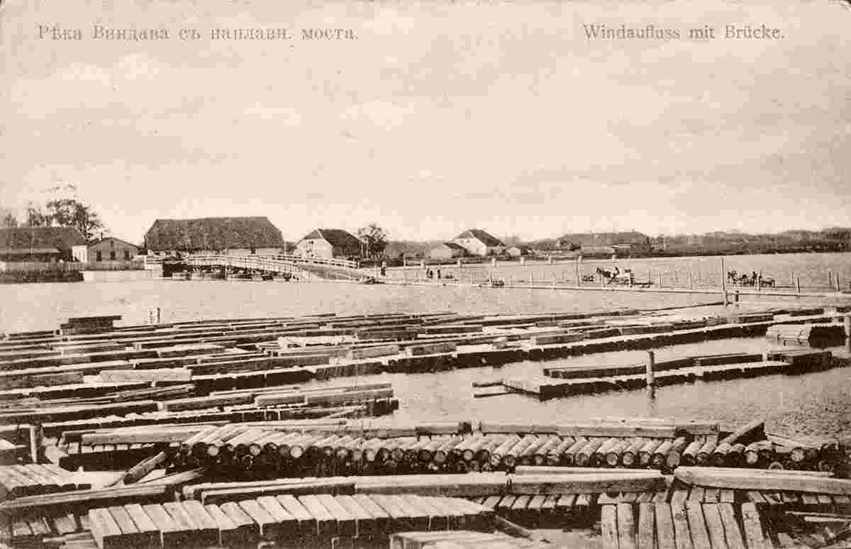 Ventspils. Wooden prefabricated bridge on the Vindava River, 1916