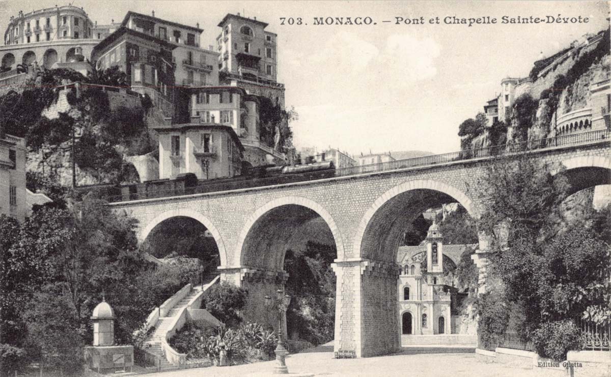 Monaco city. Bridge and Church Sainte-Dévote