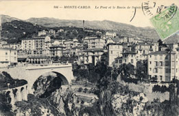 Monaco city. Bridge to Rock over the Ravine of Saints-Dévote, 1913