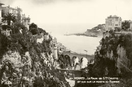 Monaco city. Bridge to Rock over the Ravine of Saints-Dévote, near - Church Sainte-Dévote