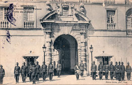 Monaco city. Gate of the Prince's Palace, Guard of Honor